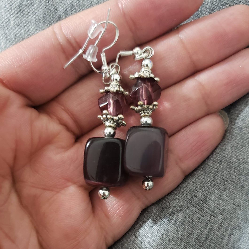 Purple Beaded Earrings